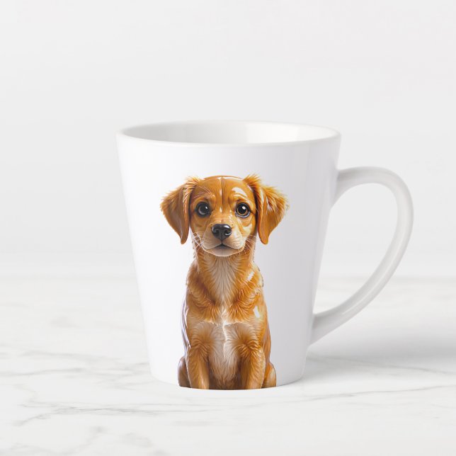 Realistic Puppy Dog Portrait Art Latte Mug (Right)