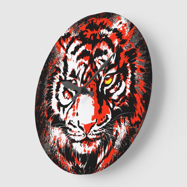 Realistic Red Tiger Head - Red Tiger Clock (Angle)