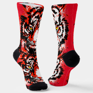 Realistic Red Tiger Head Socks - Tiger Socks