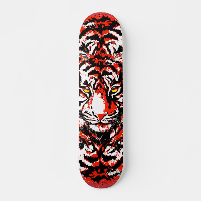 Realistic Red Tiger Head - Tiger Skateboard  (Front)