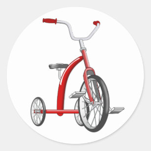 Realistic Red Tricycle Classic Round Sticker