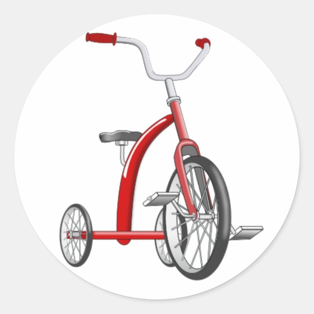 Realistic Red Tricycle Classic Round Sticker (Front)