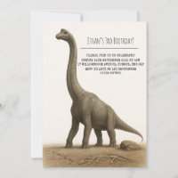 Realistic Sauropod Dinosaur with Fossils Birthday