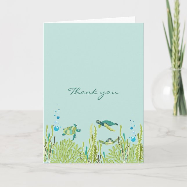 Realistic Sea Turtle Baby Shower thank you note Card (Front)