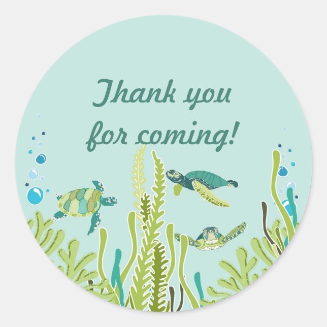 Realistic Sea Turtles Customizable Party Favour Classic Round Sticker (Front)