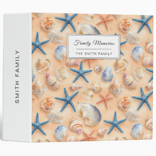 Realistic Seashell Starfish Peach Sand Beach Binder