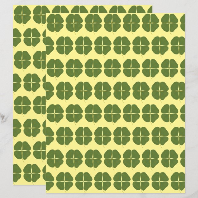 Realistic Shamrocks Pattern on Yellow Scrapbook (Front/Back)