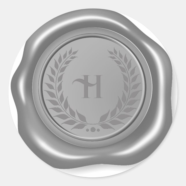 Realistic silver grey wax medallion Laurel Wreath Classic Round Sticker (Front)