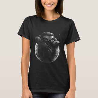 Realistic Sloth Sleeping Moon T-Shirt