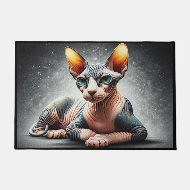 Realistic Sphynx Cat, Sphynx Hairless Cat Lover Doormat (Front)