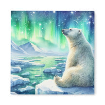 Realistic Star Gazing Polar Bear Magnet