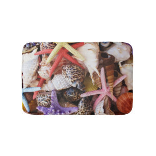Realistic Starfish Sea Shells Beach Theme Bath Mat