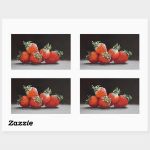 Realistic Strawberries Still Life Oil Painting Sticker