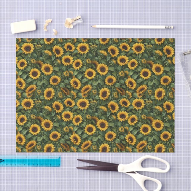 Realistic Sunflower Botanical Art Tissue Paper (Craft)