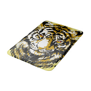 Realistic Tiger Bath Mat - Tiger Head Drawing 