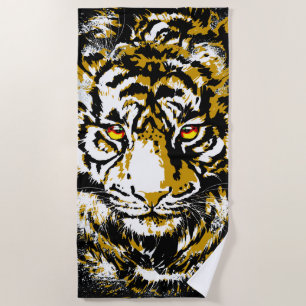 Realistic Tiger - Cool Tiger Head Drawing Beach To Towel