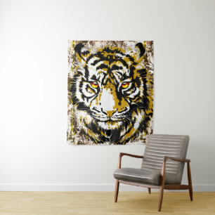Realistic Tiger - Cool Tiger Head Drawing Tapestry