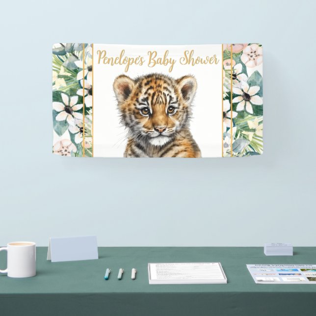 Realistic Tiger Cub Gender Neutral Baby Shower Banner (Tradeshow)