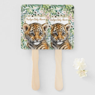 Realistic Tiger Cub Gender Neutral Baby Shower Hand Fan