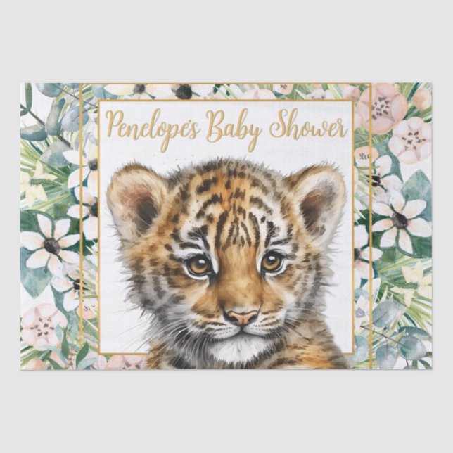 Realistic Tiger Cub Gender Neutral Baby Shower Tissue Paper (Front)