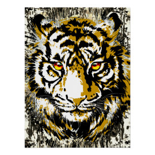 Realistic Tiger Poster Glossy - Cool Tiger Head