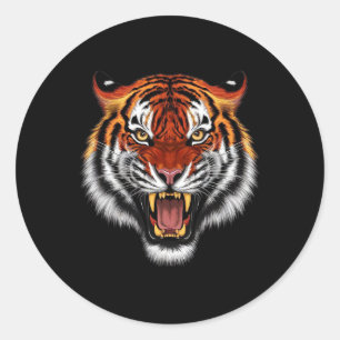 Realistic Tiger Roaring Face Animal Lovers  Classic Round Sticker
