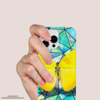 Realistic unusual neon bright yellow butterfly