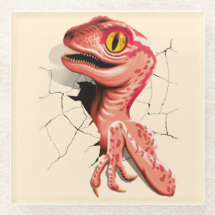 Realistic Velociraptor Dinosaur Hatching Glass Coaster