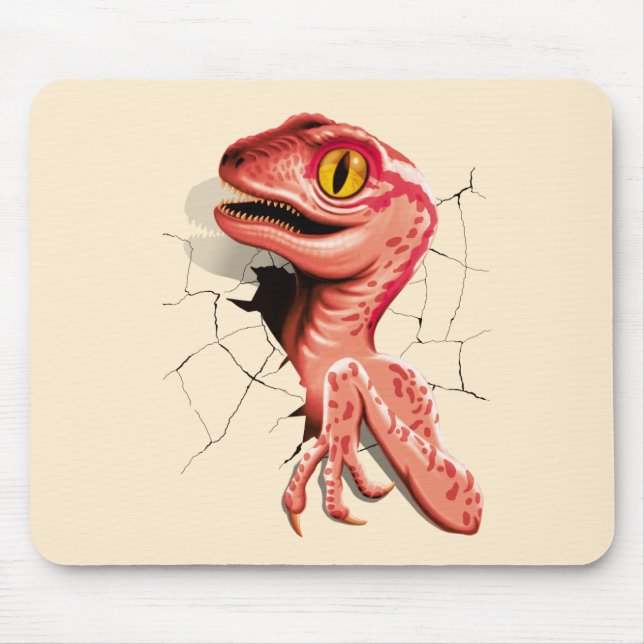 Realistic Velociraptor Dinosaur Hatching Mouse Pad (Front)