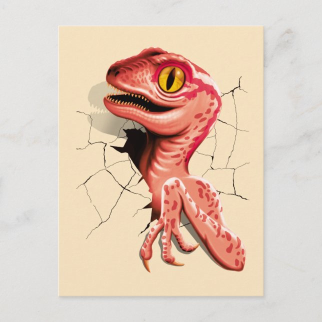 Realistic Velociraptor Dinosaur Hatching Postcard (Front)