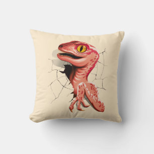 Realistic Velociraptor Dinosaur Hatching Throw Pillow