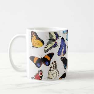 Realistic vintage butterflies collection. coffee mug