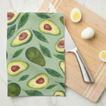 Realistic Watercolor Avocado Pattern Green  Kitchen Towel<br><div class="desc">Beautiful watercolor avocado illustration.</div>
