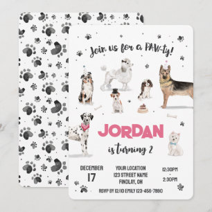Realistic Watercolor Dogs Birthday Party, Any Age Invitation