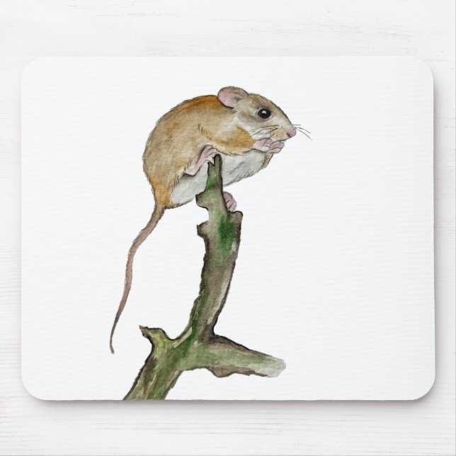 Realistic watercolor mouse in a tree pad (Front)