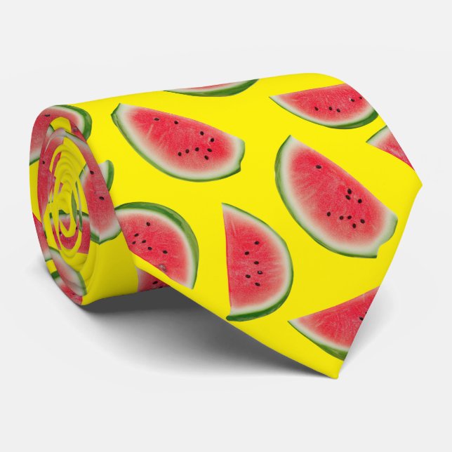 Realistic Watermelon Slice Pattern Design Tie (Rolled)