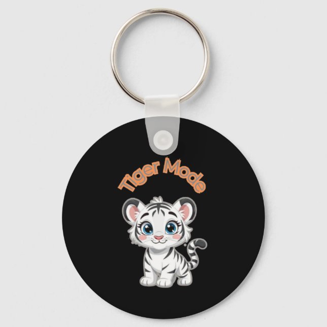 Realistic White Tiger – Photorealistic Wildlife Ar Keychain (Front)