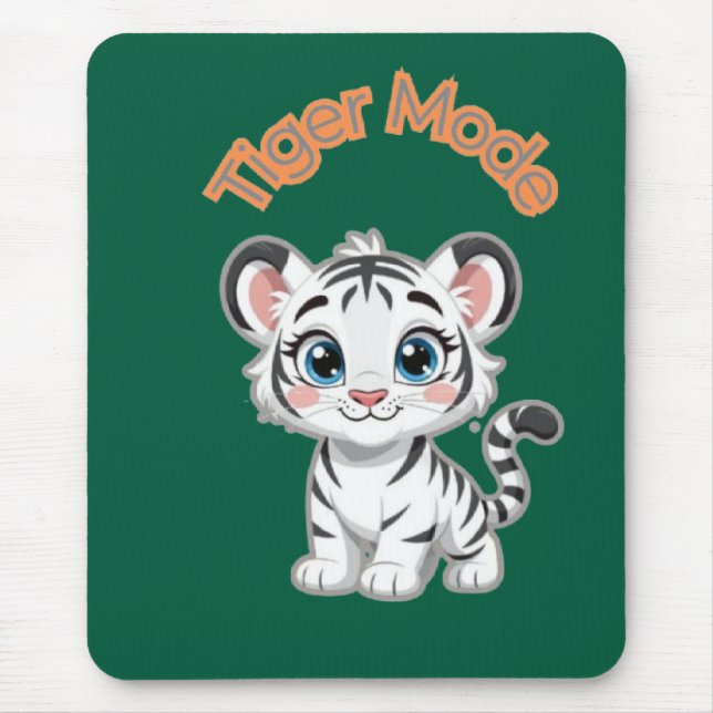 Realistic White Tiger – Photorealistic Wildlife Ar Mouse Pad (Front)