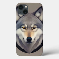 Realistic Wolf Face with Piercing Yellow Eyes