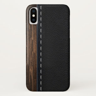 Realistic Wood and Stitched Leather Texture Case-Mate iPhone Case
