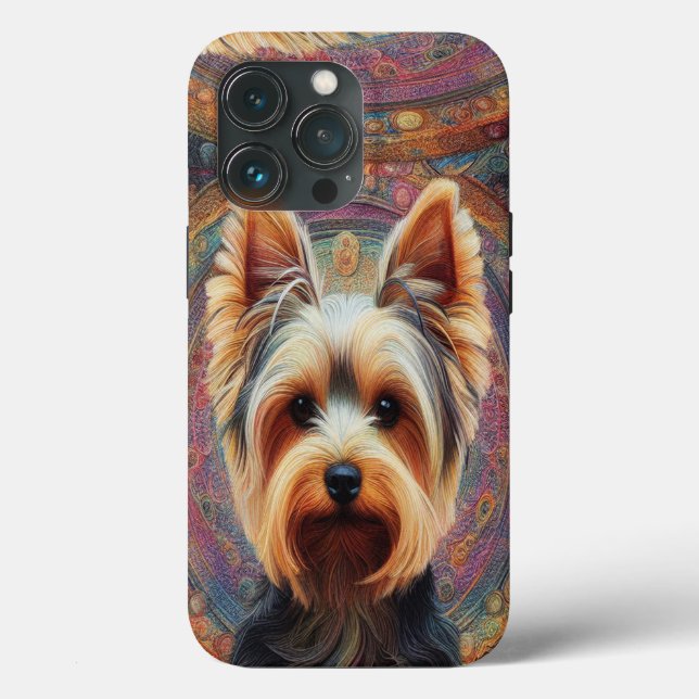 Realistic Yorkshire Terrier Dog Colourful Border Case-Mate iPhone Case (Back)