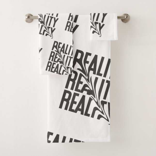 Reality Check Typography Modern Minimalist Bath Towel Set (Insitu)