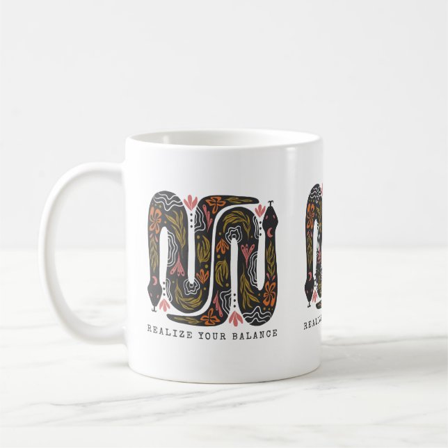 Realize Your Balance Floral Snakes Coffee Mug (Left)