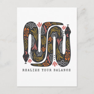 Realize Your Balance Floral Snakes Postcard
