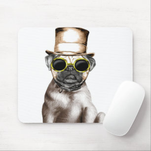 Really Cute Steam Pug With Glasses Mouse Pad