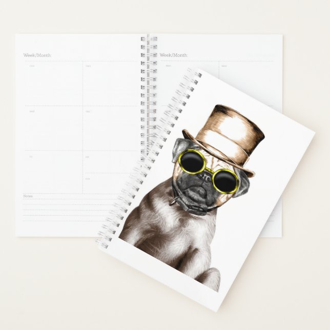 Really Cute Steam Pug With Glasses Planner (Display)