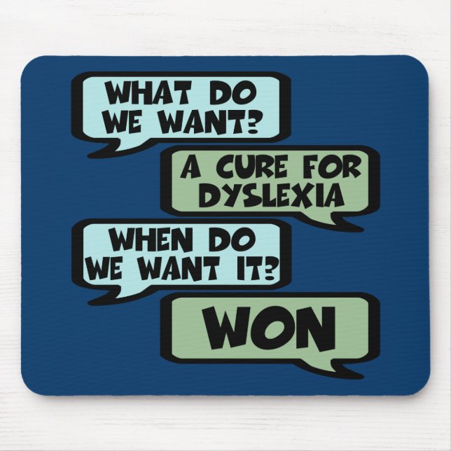 Really funny dyslexia mouse pad (Front)