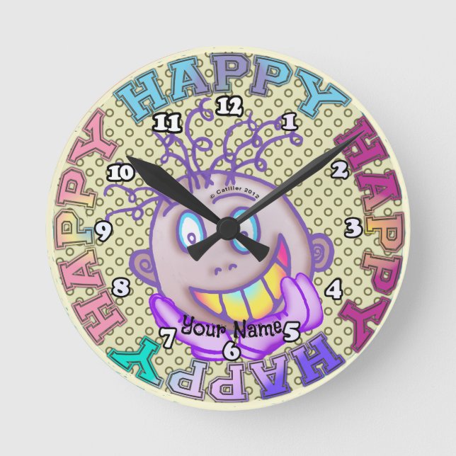 Really Happy Face Round Clock (Front)