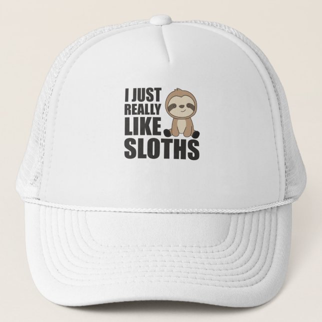 Really Like Sloth's Sloth Cute Animals For Kids Trucker Hat (Front)