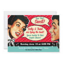 Really Retro Couples Shower Invitation - red